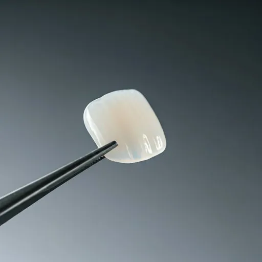 Close-up of a porcelain dental veneer